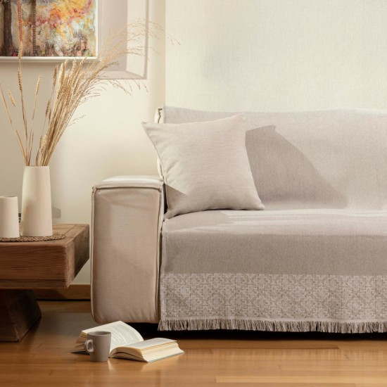 Ριχτάρι Βαμβακερό Πολυθρόνας Iris - Γκρι - Διάσταση: 180 x 180 cm