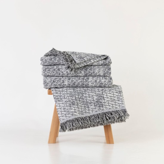 Ριχτάρι Βαμβακερό Διθέσιο Yaiza - Μαύρο - Διάσταση: 180 x 250 cm