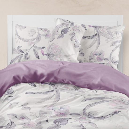 Σεντόνια Εμπριμέ Σετ Flore Λιλά Υπέρδιπλα - Λιλά - Διάσταση: (2) 240 x 260 cm + (2) 50 x 70 cm