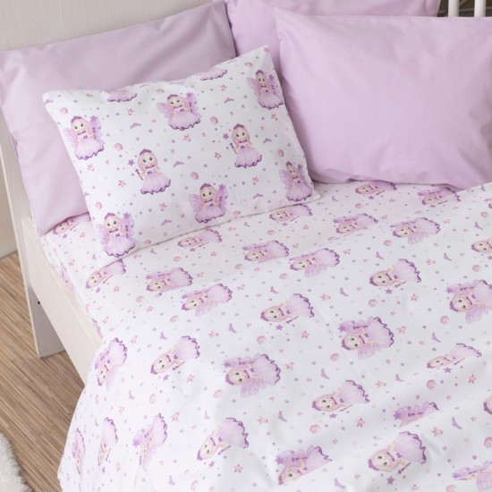Σεντόνια Κούνιας Σετ Νεράιδα Λιλά - Λιλά - Διάσταση: (2) 120 x 160 cm + 30 x 40 cm