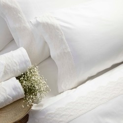 Σεντόνια Με Δαντέλα Σετ Ερατώ Υπέρδιπλα - Εκρού - Διάσταση: (2) 240 x 280 cm + (2) 50 x 70 cm