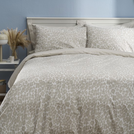 Σεντόνι διπλό 200x260εκ. Salonica Leopar (μπεζ) σχέδιο πανωσέντονο