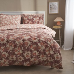 Μαξιλαροθήκες Salonica Χρυσάνθεμο (κανελί) σχέδιο κατωσέντονο