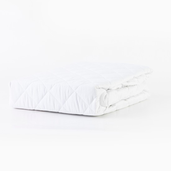 Επίστρωμα Καπιτονέ Αδιάβροχο Polycotton - Λευκό - Διάσταση: 100 x 200 cm + 40 cm