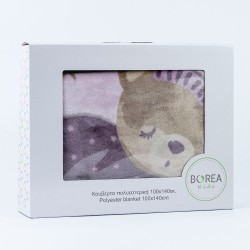 Κουβέρτα Κούνιας Sleeping Bear Μωβ - Μωβ - Διάσταση: 100 x 140 cm