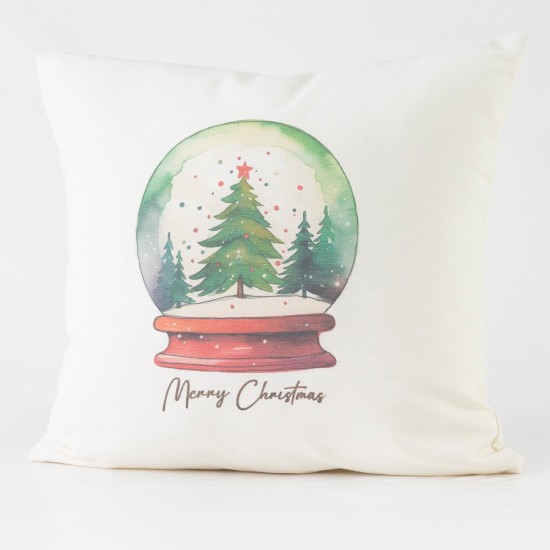 Μαξιλάρι Διακοσμητικό Χριστουγεννιάτικο Printed Σχέδιο 124 - Εκρού - Διάσταση: 45 x 45 cm