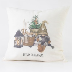 Μαξιλάρι Διακοσμητικό Χριστουγεννιάτικο Printed Σχέδιο 126 - Εκρού - Διάσταση: 45 x 45 cm