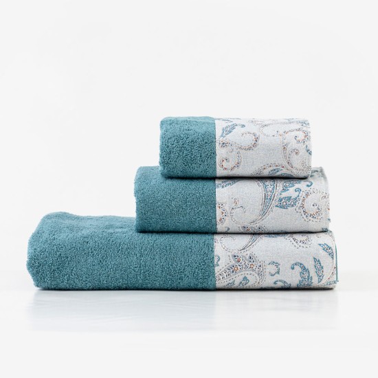 Πετσέτες Σετ 3ΤΜΧ Lorenzo - Πετρόλ - Διάσταση: 70 x 140 / 50 x 90 / 30 x 50 cm