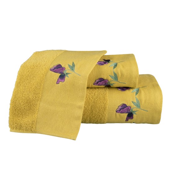 Πετσέτες Σετ 3ΤΜΧ Sweet Pea - 'Ωχρα - Διάσταση: 70 x 140 / 50 x 90 / 30 x 50 cm