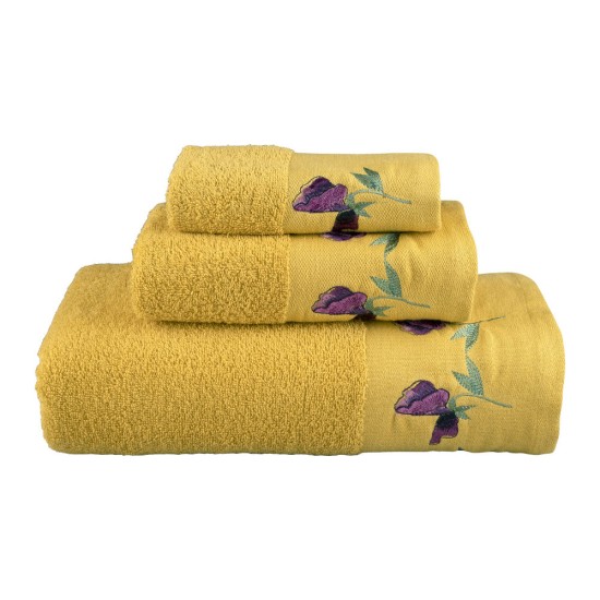 Πετσέτες Σετ 3ΤΜΧ Sweet Pea - 'Ωχρα - Διάσταση: 70 x 140 / 50 x 90 / 30 x 50 cm