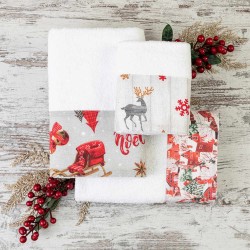 Πετσέτες Χριστουγεννιάτικες Σετ 2ΤΜΧ Nordic - Λευκό - Διάσταση: 50 x 90 / 30 x 50 cm