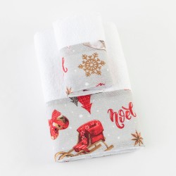 Πετσέτες Χριστουγεννιάτικες Σετ 2ΤΜΧ Noel - Λευκό - Διάσταση: 50 x 90 / 30 x 50 cm