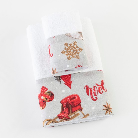 Πετσέτες Χριστουγεννιάτικες Σετ 2ΤΜΧ Noel - Λευκό - Διάσταση: 50 x 90 / 30 x 50 cm
