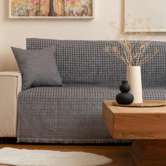 Ριχτάρι Σενίλ Τριθέσιο Solana - Γκρι - Διάσταση: 180 x 300 cm