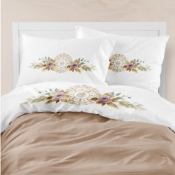 Σεντόνι Digital Print Σετ Florence Υπέρδιπλο - Λευκό - Διάσταση: 220 x 240 cm + (2) 50 x 70 cm