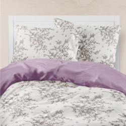 Σεντόνια Εμπριμέ Σετ Cherry Blossom Μωβ Υπέρδιπλα - Μωβ - Διάσταση: (2) 240 x 260 cm + (2) 50 x 70 cm