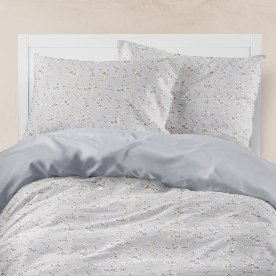 Σεντόνια Εμπριμέ Σετ Jasmine Γκρι Υπέρδιπλα - Γκρι - Διάσταση: (2) 240 x 260 cm + (2) 50 x 70 cm