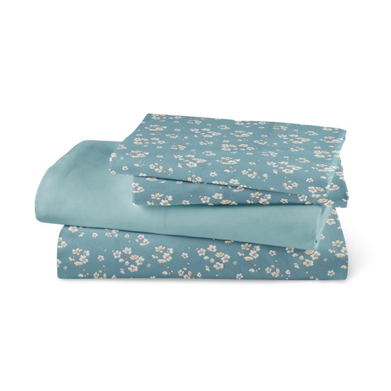 Σεντόνια Εμπριμέ Σετ Jasmine Πετρόλ Υπέρδιπλα - Πετρόλ - Διάσταση: (2) 240 x 260 cm + (2) 50 x 70 cm