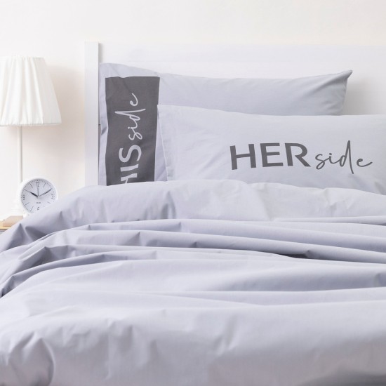 Ζεύγος Μαξιλαροθήκες His&Hers Side - Ποντικί - Διάσταση: (2) 50 x 70 cm