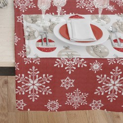 Καρέ Χριστουγεννιάτικο Χιονονιφάδα - Κόκκινο - Διάσταση: 90 x 90 cm