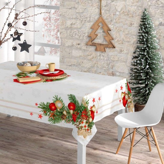 Τραπεζομάντηλο Χριστουγεννιάτικο Xmas Bells - Εκρού - Διάσταση: 140 x 140 cm