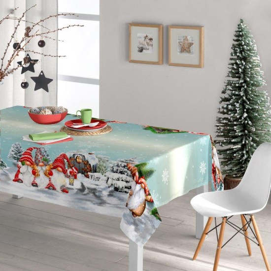 Τραπεζομάντηλο Χριστουγεννιάτικο Xmas Gnome - Κόκκινο - Διάσταση: 140 x 140 cm