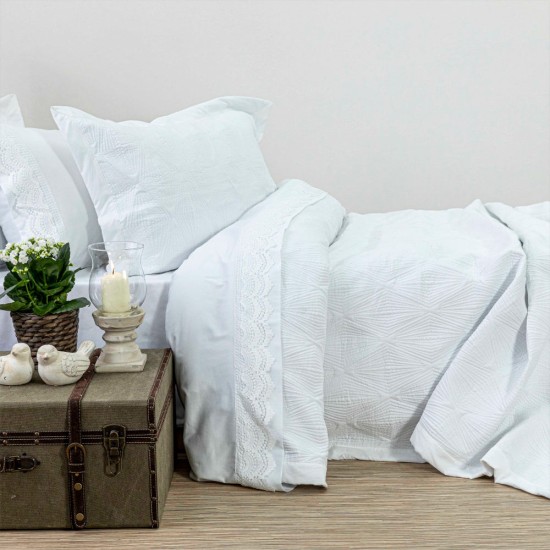 Κουβερλί Σετ Φαίδρα Λευκό Υπέρδιπλο - Λευκό - Διάσταση: 220 x 240 cm + (2) 50 x 70 cm