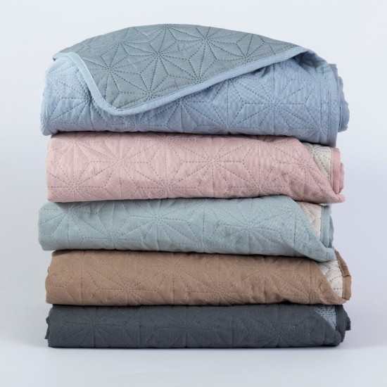 Κουβερλί Stellar Μονό - Σιέλ-Γκρι - Διάσταση: 160 x 240 cm