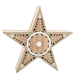 Beauty Home ΞΥΛΙΝΟ ΑΣΤΕΡΙ ΜΕ ΓΚΛΙΤΕΡ 22 x 22 x 4,5 cm