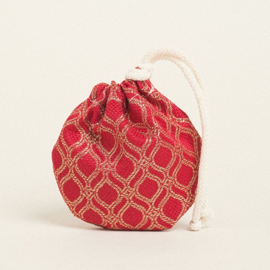 Beauty Home ΠΟΥΓΚΙ ΟΒΑΛ ΜΕ ΚΟΡΔΟΝΙ 13 x 14 cm ΖΑΚΑΡ ΟΡΙΕΝΤΑΛ ΚΟΚΚΙΝΟ-ΧΡΥΣΟ