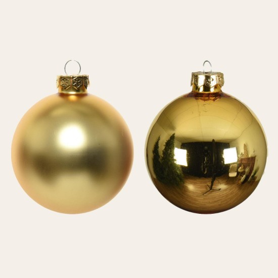 Beauty Home ΓΥΑΛΙΝΕΣ ΜΠΑΛΕΣ ΧΡΥΣΕΣ 8 CM ΣΕΤ 8 ΤΜΧ