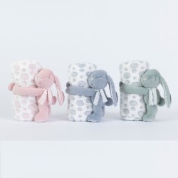 Κουβέρτα Αγκαλιάς Σετ Κουκλάκι Rabbit Γκρι - Γκρι - Διάσταση: 75 x 100 cm