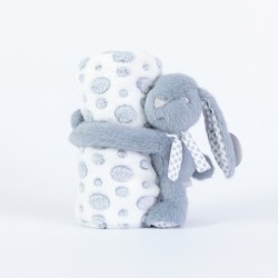 Κουβέρτα Αγκαλιάς Σετ Κουκλάκι Rabbit Γκρι - Γκρι - Διάσταση: 75 x 100 cm