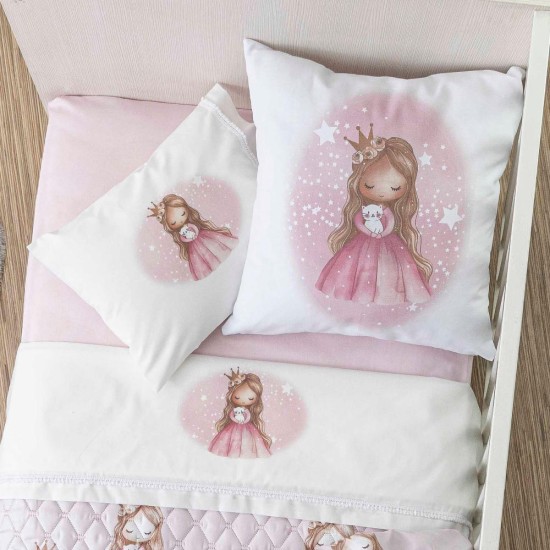 Μαξιλάρι Διακοσμητικό Printed Little Queen - Λευκό - Διάσταση: 45 x 45 cm
