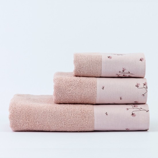 Πετσέτες Σετ 3ΤΜΧ Campanula - Πούδρα - Διάσταση: 70 x 140 / 50 x 90 / 30 x 50 cm