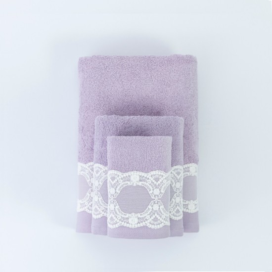 Πετσέτες Σετ 3ΤΜΧ Δάφνη - Λιλά - Διάσταση: 70 x 140 / 50 x 90 / 30 x 50 cm