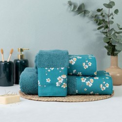 Πετσέτες Σετ 3ΤΜΧ Jasmine - Πετρόλ - Διάσταση: 70 x 140 / 50 x 90 / 30 x 50 cm