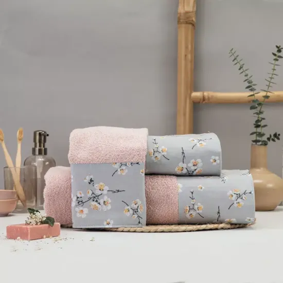 Πετσέτες Σετ 3ΤΜΧ Jasmine - Πετρόλ - Διάσταση: 70 x 140 / 50 x 90 / 30 x 50 cm