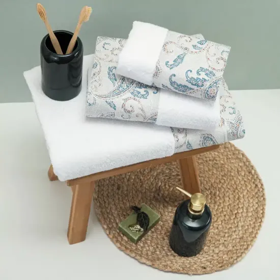 Πετσέτες Σετ 3ΤΜΧ Lorenzo - Πετρόλ - Διάσταση: 70 x 140 / 50 x 90 / 30 x 50 cm