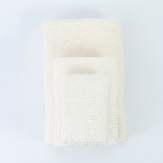 Πετσέτες Σετ 3ΤΜΧ Νεφέλη - Λευκό - Διάσταση: 70 x 140 / 50 x 90 / 30 x 50 cm