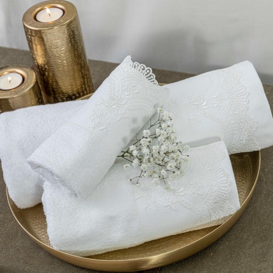 Πετσέτες Σετ 3ΤΜΧ Νεφέλη - Λευκό - Διάσταση: 70 x 140 / 50 x 90 / 30 x 50 cm