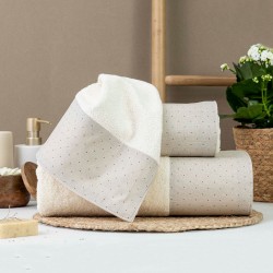 Πετσέτες Σετ 3ΤΜΧ Pois - Εκρού - Διάσταση: 70 x 140 / 50 x 90 / 30 x 50 cm