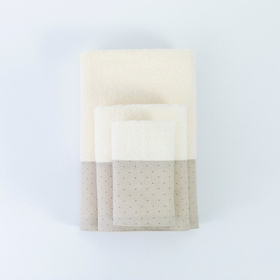 Πετσέτες Σετ 3ΤΜΧ Pois - Πούδρα - Διάσταση: 70 x 140 / 50 x 90 / 30 x 50 cm