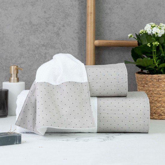 Πετσέτες Σετ 3ΤΜΧ Pois - Πούδρα - Διάσταση: 70 x 140 / 50 x 90 / 30 x 50 cm
