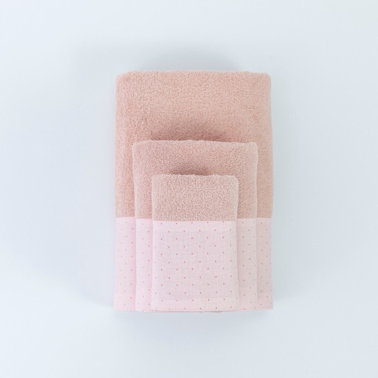 Πετσέτες Σετ 3ΤΜΧ Pois - Πούδρα - Διάσταση: 70 x 140 / 50 x 90 / 30 x 50 cm