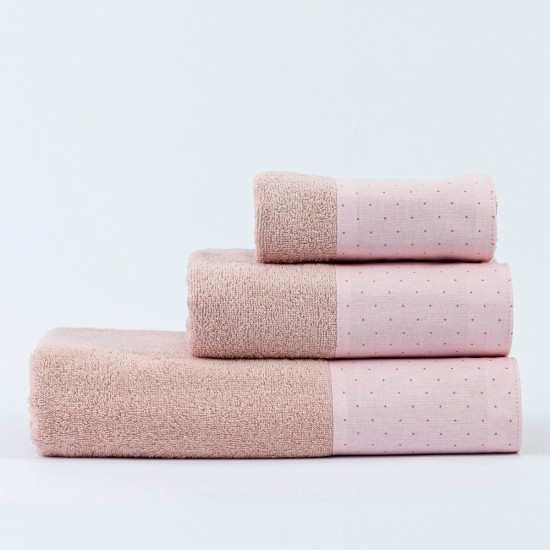 Πετσέτες Σετ 3ΤΜΧ Pois - Πούδρα - Διάσταση: 70 x 140 / 50 x 90 / 30 x 50 cm
