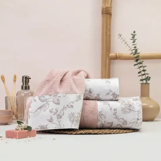 Πετσέτες Σετ 3ΤΜΧ Rosine - Πούδρα - Διάσταση: 70 x 140 / 50 x 90 / 30 x 50 cm