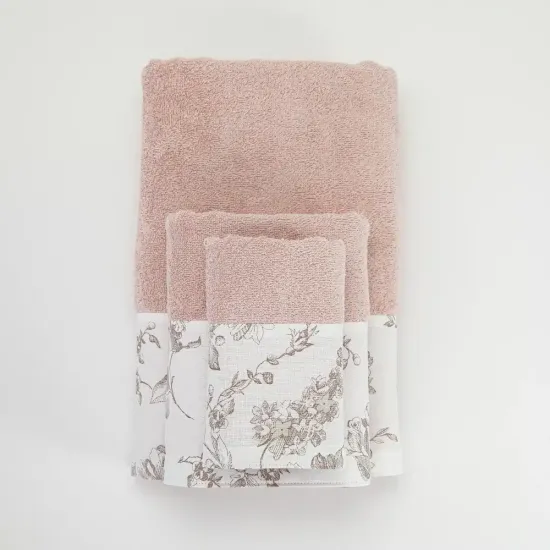Πετσέτες Σετ 3ΤΜΧ Rosine - Πούδρα - Διάσταση: 70 x 140 / 50 x 90 / 30 x 50 cm