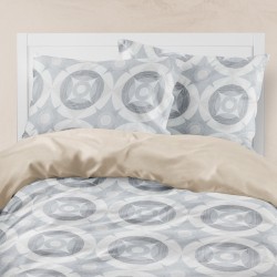 Σεντόνια Εμπριμέ Σετ Asteras Γκρι Υπέρδιπλα - Γκρι - Διάσταση: (2) 240 x 260 cm + (2) 50 x 70 cm