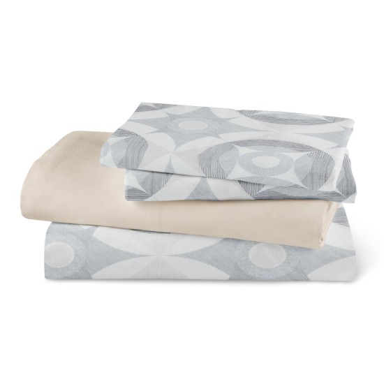 Σεντόνια Εμπριμέ Σετ Asteras Γκρι Υπέρδιπλα - Γκρι - Διάσταση: (2) 240 x 260 cm + (2) 50 x 70 cm